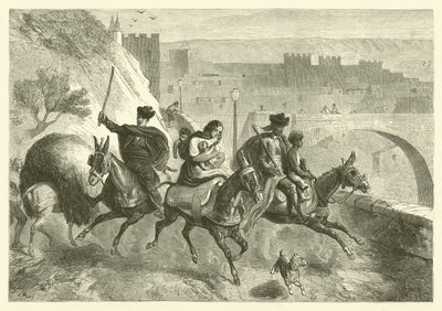 Gitans quittant Tolède après le marché (gravure) - Gustave Janet