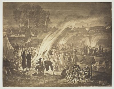Sans titre [Dessin de fête arabe improvisée par les Zouaves, par Bénédict Masson], 1857 - Gustave Le Gray