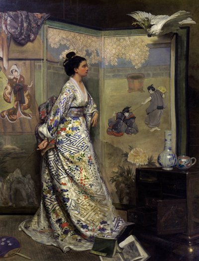 Éventail japonais (huile sur toile) - Gustave Leonard de Jonghe