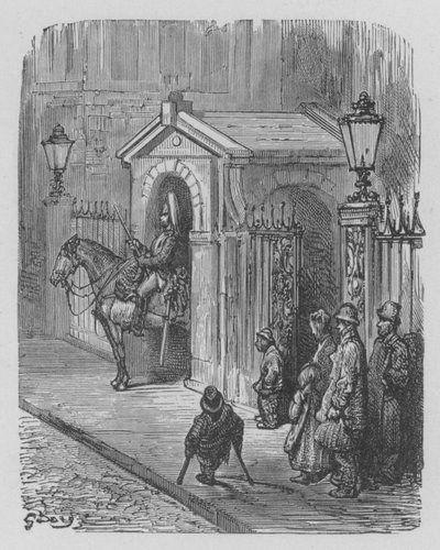 Horse-Guard en faction devant le palais de la Reine - Gustave after Dore