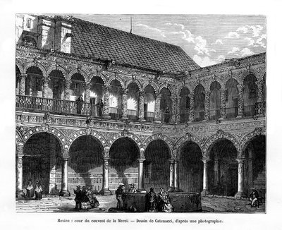 Cour du Couvent de la Miséricorde, Mexique, XIXe siècle - H. Catenacci