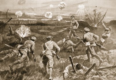 Le sergent H. Wells menant un peloton vers les barbelés allemands après la mort de son officier - H. Ripperger