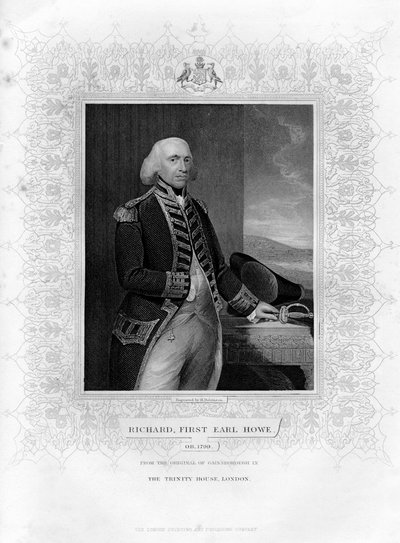 Richard Howe 1726-1799, 1er comte Howe, amiral anglais, 19ème siècle - H. Robinson