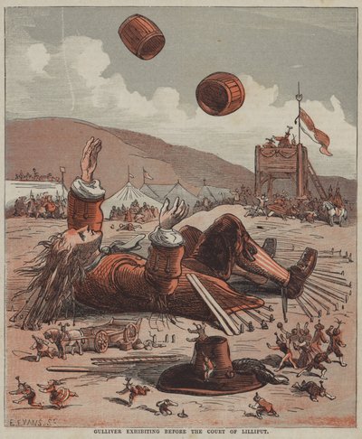 Gulliver devant la cour de Lilliput - after Hablot Knight Browne