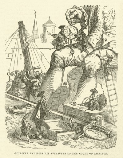 Gulliver expose ses trésors à la cour de Lilliput - after Hablot Knight Browne