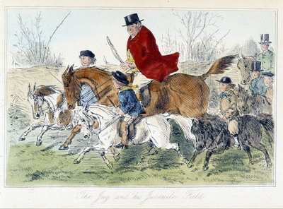 Scène de chasse, caricature anglaise sur la chasse au renard tirée de « Les aventures de Thomas Scott ou Hawbuck Grange », illustration de H.K. Browne et W.T. Maud - Hablot Knight Browne