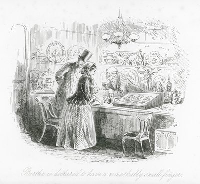 Rues de Londres : Bertha est déclarée avoir un doigt remarquablement petit - Hablot Knight (1815 92) Browne