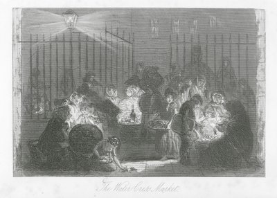 Rues de Londres : Le Marché de Cresson (gravure) - Hablot Knight (1815-92) Browne