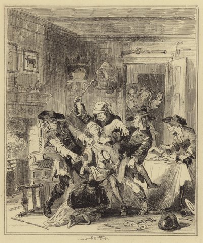 Des cambrioleurs tentant de rôtir M. Porter - Hablot Knight Browne