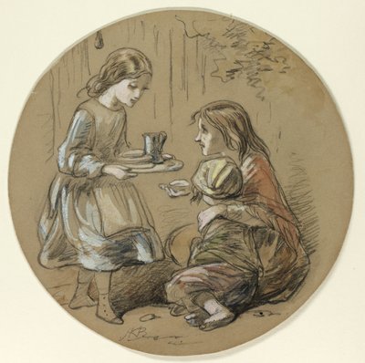 Fille Apportant de la Nourriture aux Enfants Pauvres - Hablot Knight Browne