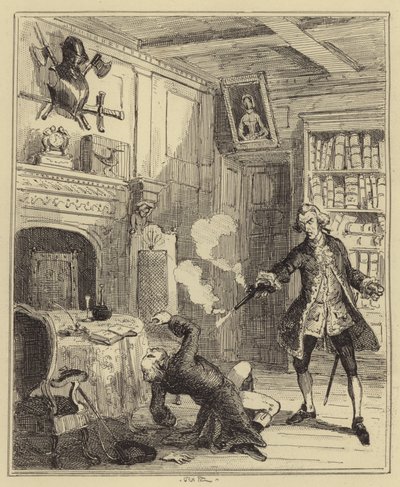 Lord Ferrers tirant sur son intendant - Hablot Knight Browne