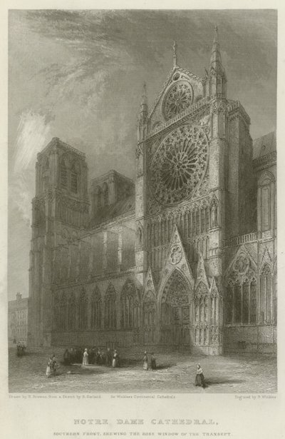 Cathédrale Notre-Dame, façade sud, montrant la rosace du transept - Hablot Knight Browne
