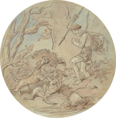 Un des dix-huit dessins pour une série de planches illustrant Vénus et Adonis - Hablot Knight Browne