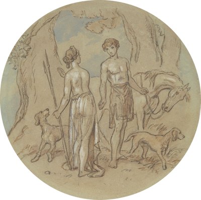 Un des dix-huit dessins pour une série de planches illustrant Vénus et Adonis - Hablot Knight Browne
