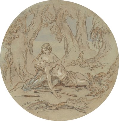 Un des dix-huit dessins pour une série de planches illustrant Vénus et Adonis - Hablot Knight Browne