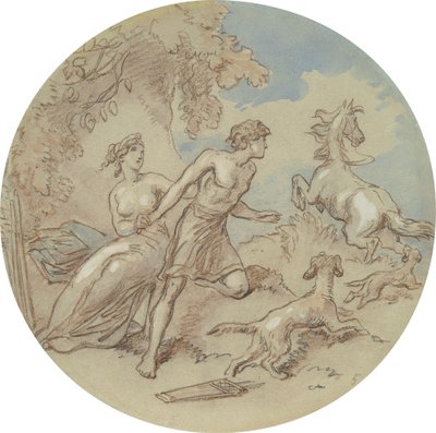 Un des dix-huit dessins pour une série de planches illustrant Vénus et Adonis - Hablot Knight Browne