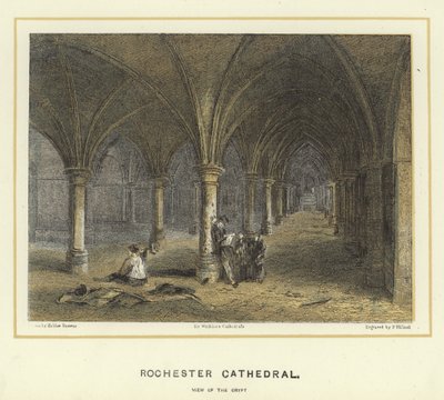 Cathédrale de Rochester, vue de la crypte - Hablot Knight Browne