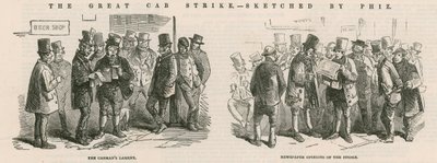La Grande Grève des Cabs - croquis par Phiz - Hablot Knight Browne
