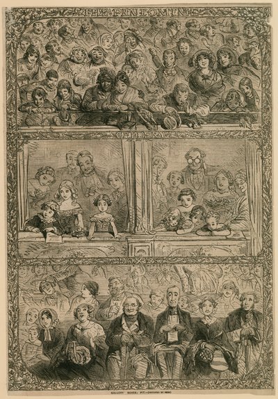 La pantomime : Galerie, Loges, Parterre (gravure) - Hablot Knight Browne