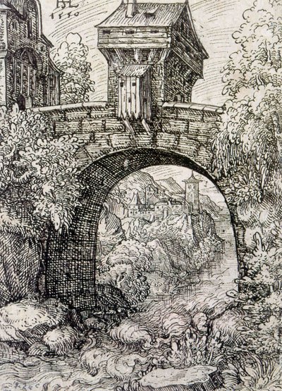 Campagne avec porte de pont et eau, vers 1550 - Hanns Sebald Lautensack