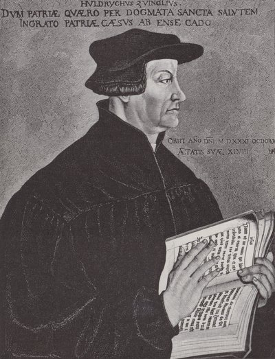 Huldrych Zwingli, leader de la Réforme en Suisse (gravure) - Hans (after) Asper