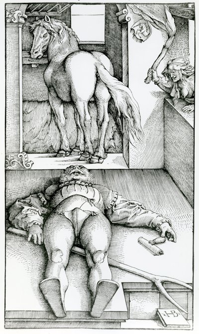 Palefrenier endormi et sorcière - Hans (after) Baldung Grien
