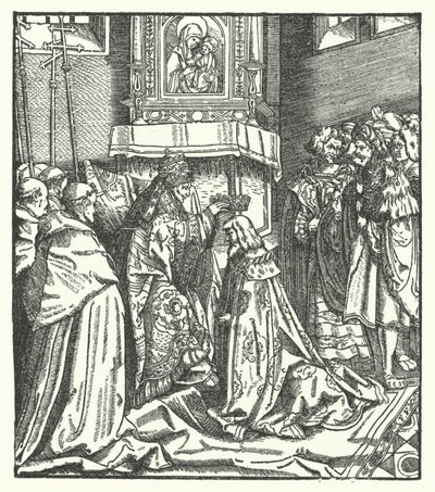 Le pape Nicolas V couronnant Frédéric III empereur romain germanique à Rome - Hans (after) Burgkmair