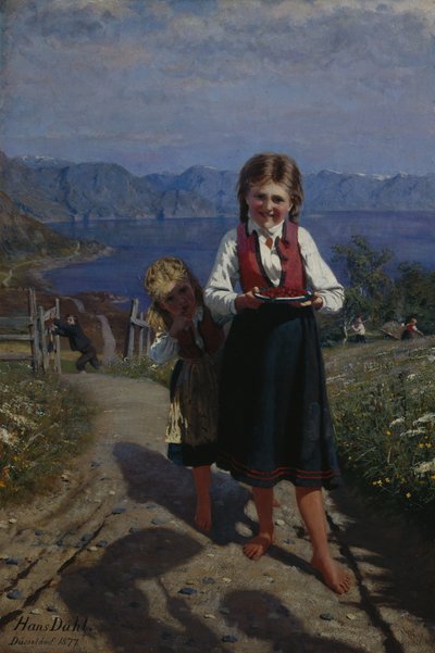 Deux sœurs avec des fraises - Hans Andreas Dahl