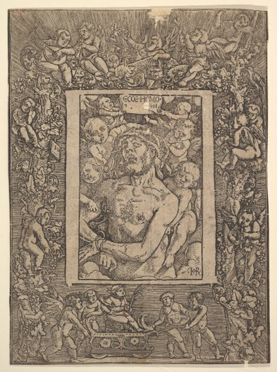Ecce Homo avec bordure ornementale montrant le triomphe de Bacchus - Hans Baldung