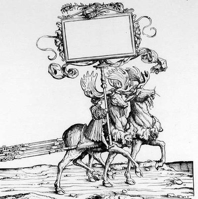 Une paire de cerfs menant un carrosse, de la Procession Triomphale de Maximilien, c.1516-18 - Hans Burgkmair
