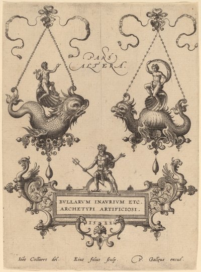 Page de titre avec des dessins pour des pendentifs - Hans Collaert the Elder
