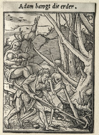 Danse de la Mort : Adam labourant la terre - Hans Holbein