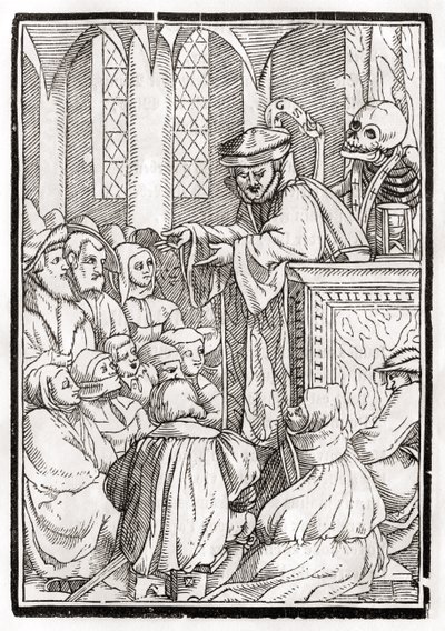 La mort vient pour le prédicateur, gravé par Georg Scharffenberg, de 