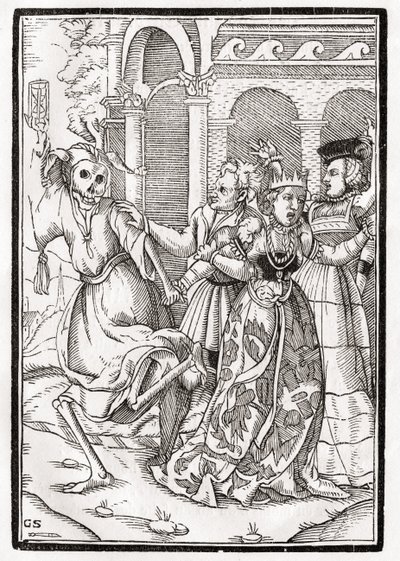 La mort vient pour la reine, gravé par Georg Scharffenberg, de 