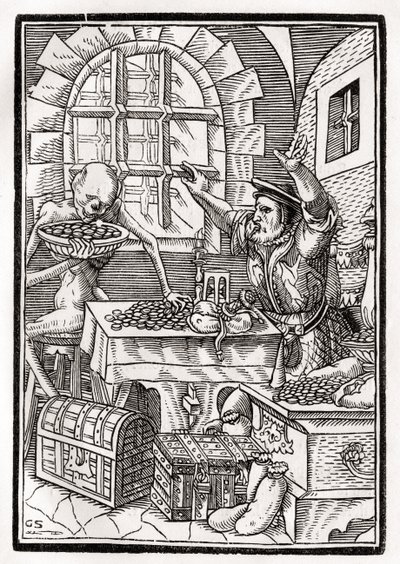 La mort vient au misérable ou usurier, gravé par Georg Scharffenberg, de 