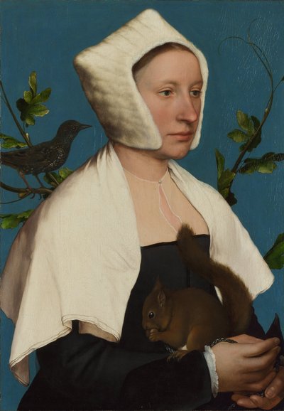 Une dame avec un écureuil et un étourneau (Anne Lovell )  - Hans Holbein the Younger