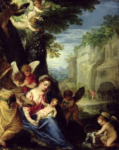 Repos pendant la fuite en Égypte, 1597 - Hans I or Johann Rottenhammer