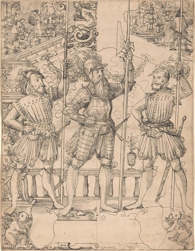 Hallebardier et deux piquiers - Hans Jakob Plepp