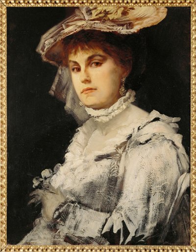 Amalie Makart, première épouse du peintre ... (peinture sur bois) - Hans Makart