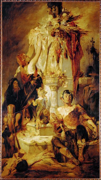 Scène de sacrifice ... (peinture sur toile) - Hans Makart