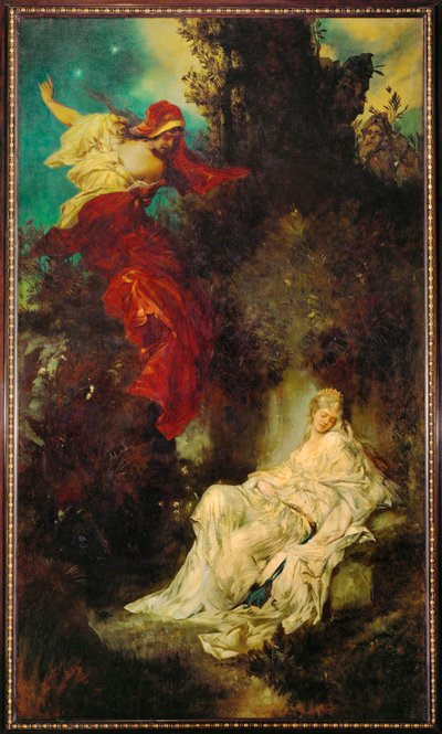 Blanche-Neige reçoit le peigne empoisonné ... (peinture sur toile) - Hans Makart
