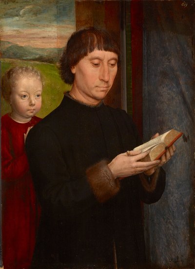 Homme en prière avec son fils défunt - par Hans Memling (1433/40-1494) - Hans Memling