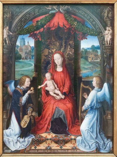 Madone et Enfant en trône avec des anges - Hans Memling