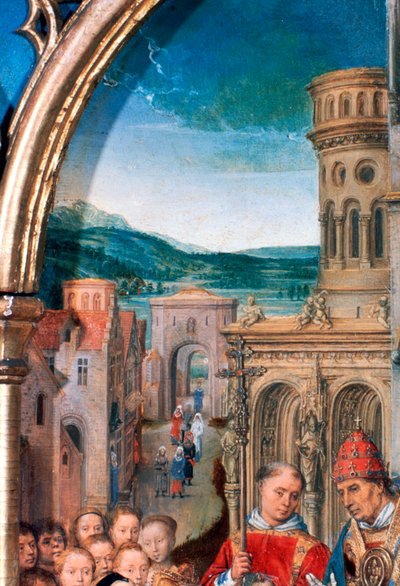 Reliquaire de Sainte Ursule, Arrivée à Rome, (détail), 1489 - Hans Memling