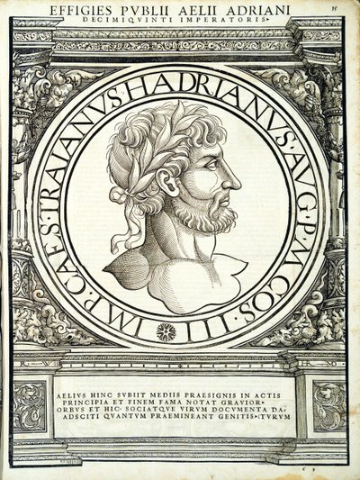 Aelius Hadrianus, illustration de Imperatorum romanorum omnium orientalium et occidentalium verissimae imagines ex antiquis numismatis - Hans Rudolf Manuel Deutsch