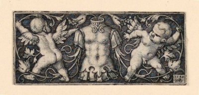 Frise avec cuirasse au centre, flanquée de deux génies - Hans Sebald Beham