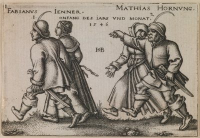 "Janvier et février" de la série "La fête des paysans ou les douze mois". - Hans Sebald Beham