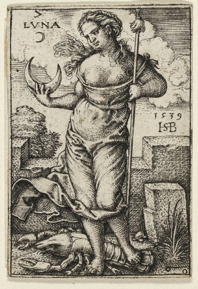Lune, planche sept des Sept Planètes avec les Zodiacs - Hans Sebald Beham