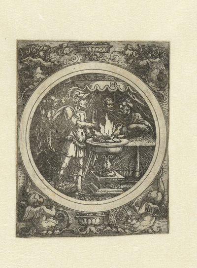 Mucius Scaevola avec sa main droite dans le feu - Hans Sebald Beham