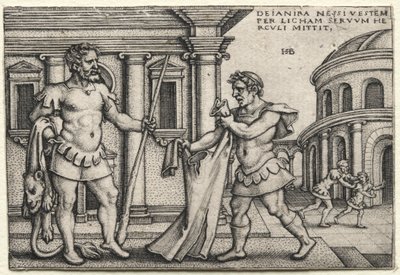 Hercule recevant le vêtement trempé dans le sang de Nessuss, 1542. - Hans Sebald Beham